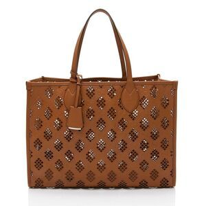 Gucci GG Debossed Calfskin Diamond Cutout Medium Tote